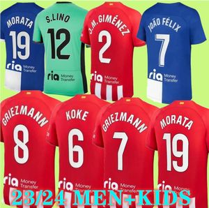 23 24 Atletico MORATA Madrids soccer jerseys 2023 2024 GRIEZMANN REINILDO J.M.GIMENEZ M.LLORENTE SAUL LEMAR S.Lino Correa football shirt men kids kit uniforms