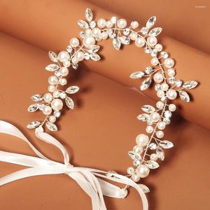 Hårklipp 4st Shinning Rhinestone Pearl pannband Ladies Ribbon Band Accessories Bridal Wedding Jewelyss Wholesales
