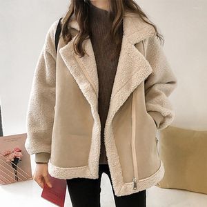 Women's Fur Y2K Fashion Winter Wool Lamb Warm Fluffy Leather Jacket Plush Trend Personality Loose Cardigan Top Coat