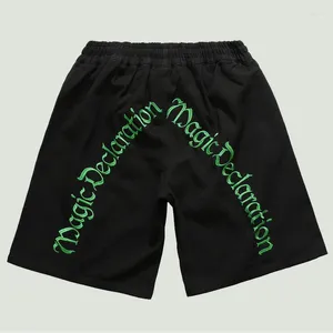 Men's Shorts High Street Baggy Causal Hip Hop Harajuku Embroidery Letter Elastic Waist Sweatpants Male Summer Loose Black