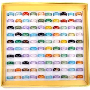 Band Rings 20Pcs Lot 5 6MM Mixed Vintage Natural Stone Ring For Women Unisex Fashion Charm Finger Jewelry Gifts Wholesale 231101