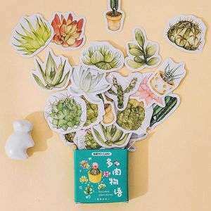 Hediye Sargısı 45pcs Kutulu Scrapbooking Sticker Taze El Boyutlu Kelebek Hesap Günlüğü Malzeme Kağıt Bitki Yaprağı Çiçeği 4cm