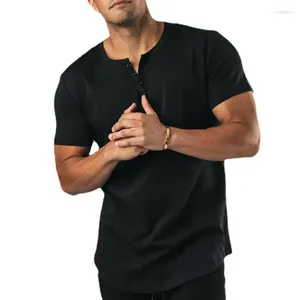 Men's T Shirts 897504629 Men's Training Fitness Summer Sports Leisure Solid Color Button Collar Short Sleeve T-shirt Casual Male