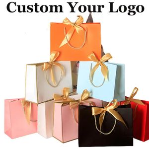 Gift Wrap 5/10 Pcs Custom Paper Bag for jewelry package bag for small business clothing shoppinig packge bag wedding gift perfume bag 231102