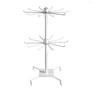 Hooks Display Stand Iron Retail Store Accessories Storage Tree Tower Justerbar roterande halsband Holder Jewelry Organizer Exhibition