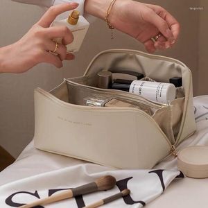 Borse cosmetiche Borsa in pelle PU di grande capacità Custodia per trucco Organizer Custodia portatile da donna Articoli da toeletta per ragazze femminili