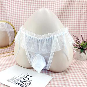 Cuecas dos homens transparentes roupa interior sexy rendas briefs sissy calcinha erótica lingerie gay temptatio jj manga peni elástico masculino calcinha