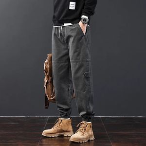 Calças masculinas outono carga casual algodão trabalho wear coreano largo jogger cáqui verde marca ao ar livre calças masculino 231101