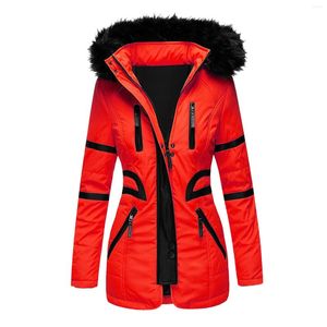 女性用女性用トレンチコート女性2023冬の暖かい濃い毛皮裏地付きフード付きジャケットアウトウェアオーバーコート屋外ハイキング風力装いパーカーコート