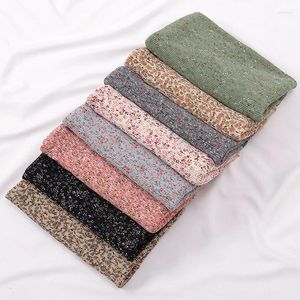 Scarves Autumn Winter Pearl Chiffon Printed Square Scarf Fold Design Fashionable Simple Elegant Wrinkled Headband For Women