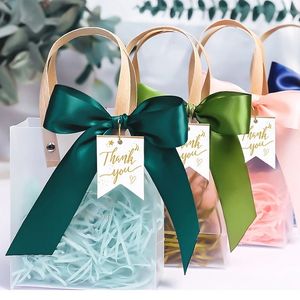 Opakowanie prezentów 5/10PCS Bagsy na prezent Protable Candy Cookies Bag Favors dla gości Pudełko prezentowe z Bowbon Party Holiday Dekoracja 231102