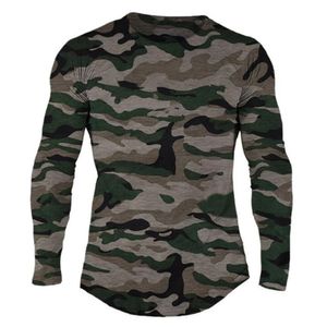 Men's T-Shirts Gym Fitness T-shirt Men Casual Long Sleeve Cotton Shirt Male Camouflage Tee Tops Autumn Running Sport Workout Clothes Apparel 230331