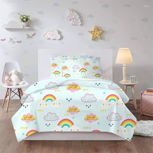 Bedding Sets Refreshing Series Rainbows Clouds Cute Set Super Soft Comfortable Cover For Beds Duvet Cartoon Pink