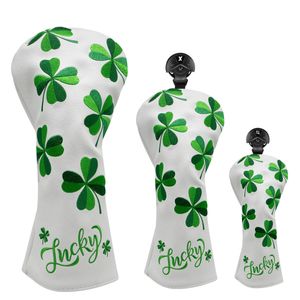 Diğer Golf Ürünleri Golf Head Covers Lucky Clover Golf Sürücüsü Fairway Wood Hybrid Mallet Blade Putter Kapak Headcover Premium Deri Headsvers 231101