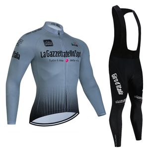 Jersey Cycling Sets Tour de Włochy Ditalia ustawiają premium antyuv manica lunga w dół kombinezonu Autunno Quickdry Pro Racing Unifor 231102