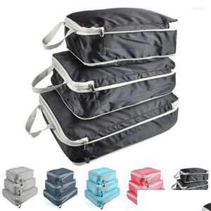 Borse portaoggetti Borse portaoggetti Borsa da viaggio Cubi da imballaggio comprimibili Valigia pieghevole impermeabile Nylon Portatile con borsetta Lage Organizzare Dh1Kg