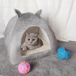 Letti per gatti Drop 2-in-1 Letto Cave Coperta Pieghevole Calda Gattina Casa Piccolo Cane Nido Canile Tappetini Per Animali Domestici Con Palla Regalo Gratuito