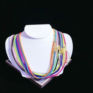 5Pcs Colorful enamel box chain choker necklace Enamel Pop Chain Necklaces minimalist fine necklace280M