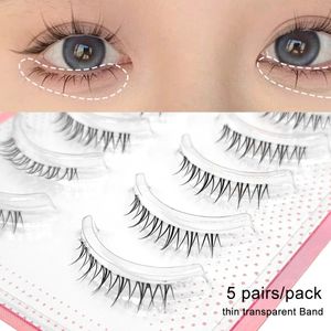 Falsche Wimpern Yelix 5 Paar untere Wimpern Manga Clear Band Wispy Small Flame Under Strip Natural Bottom Korean Makeup 231101