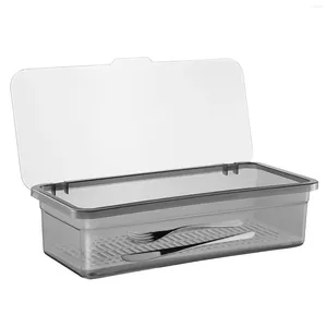 Kitchen Storage Plastic Bin Lid Flatware Organizer Dustproof Chopsticks Case Drain Box Container Draining Tableware