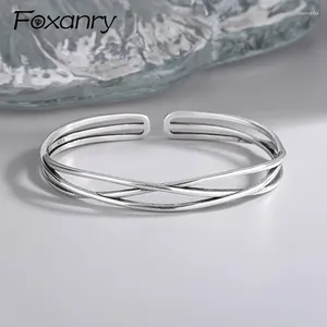 Bangle Dayin Minimalist Silver Color Armband Fashion Simple Multilayer Cross Geometric Birthday Party Jewets Presents for Women