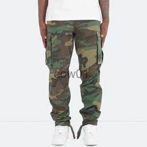 Herrenhose Y2K Camouflage Check Color Blocking Design Hose Street Fashion Herren Cargohose Lässige Vintage Taschen Gerade Lange Hose J231102