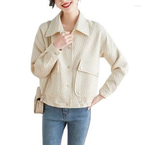 Jaquetas femininas gira colarinho de colarinho curto outono da primavera 2023 Casual Casual Jacket Outwear