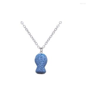 Pendant Necklaces 13Colors Mini Fish Lava Stone Aroma Essential Oil Diffuser Necklace Jewelry Silver Color Rock