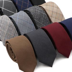 Bow Ties Mens Tie 6cm High Quality Classic Cotton Handmade Skinny Plaid Neckties For Men Striped Narrow Collar Slim Suit Casual