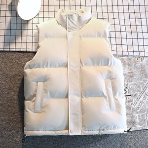 Erkek yelek erkek yelek ceketi sonbahar kış büyük boyutu aşağı kolsuz düz renk beyaz puffer sokak kıyafeti moda 231102