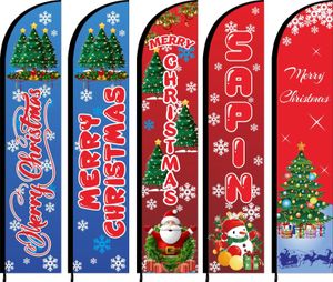 Banner Flags Feather Flag Beach Swoop Blade Knifer Banner Happy Year Holiday Merry Christmas Festival Celebration Tree Gift Sale 231102