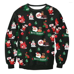 Maglioni da uomo Brutto Natale 3D Divertente simpatico pupazzo di neve Elk Babbo Natale Stampa maglione 2023 Regali di Natale Pullover Top Vacanze Abbigliamento donna