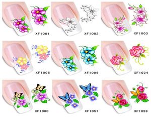 Hela60blad XF1001XF1060 Nail Art Water Tranfer Sticker Nails Beauty Wraps Foil Polish DECALS tillfälliga tatueringar Vattenmärke4235574