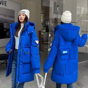 Jaqueta feminina inverno parka para baixo jaquetas de algodão casual casaco longo solto grosso quente com capuz parkas outwear impermeável 231101