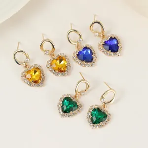 Dangle Earrings Retro French Style Royal Blue Love光沢のあるジルコン女性の絶妙なエレガントなカラフルなジュエリーアクセサリーギフト