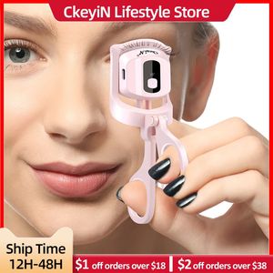 Eyelash Curler Ckeyin Electric uppvärmd ögonfrans curler Snabbt uppvärmning långvarig Lash Curler Silikon Eyelashes Clip Make Up Tool for Women 231102