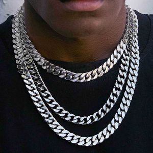 Stainless steel necklace trendy hip-hop four sided grinding encrypted Cuban chain steel men's necklace 231015