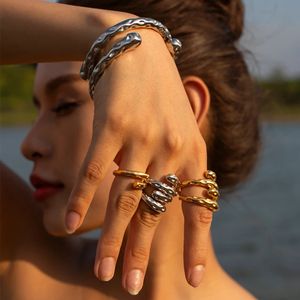 Wedding Jewelry Sets Asymmetry Sensuous Contemporary Statement Opening Ring Contours Bangle or Cuff Shape And Form Set Waterproof Women 231101