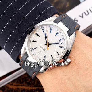 Nowy Aqua Terra 150m Automatyczne męże zegarek 220 12 41 21 02 002 stalowa obudowa biała tekstura pomarańczowe srebrne ręce gumowe zegarki piekielne 350Y
