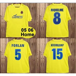 Qqq8 2005 2006 Villarreal Retro Soccer Jerseys Home 05 06 Classic Vintage Football Shirt Camisa De Futebol 8 Riquelme 5 Forlan 15 Kroamp 21