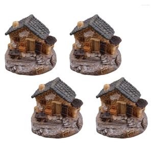 Decorative Flowers 4 Pcs Country Cottage Outdoor Lawn Decor Decorat Micro Landscape House Accessories Thumbnail Figurine Resin Figure