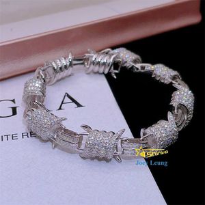 Fina smycken Hip Hop 925 Silver Moissanite Diamond Cluster Iced Out Cuban Link Armband Halsband för män