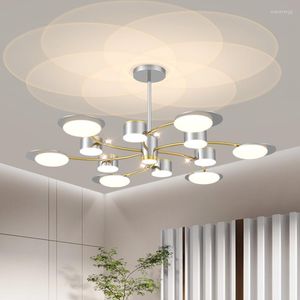 Chandeliers Silver Projection Modern LED For Living Room Bedroom Office Coffee Shop Apartment And Villaing Light