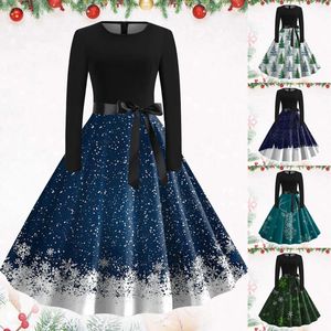 Sukienki swobodne goth szat vintage sukienki bożonarodzeniowe kobiety Kostium Xmas 2023 Zima pinup rockabilly seksowna impreza cosplay pras vestido