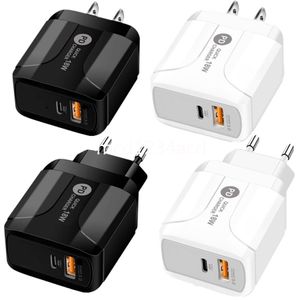 18w tipo c pd carregador rápido qc3.0 carregadores de parede adaptador de energia para iphone 7 8x11 13 14 samsung s22 s23 m1 com caixa varejo 12w