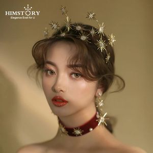 ヘッドバンドの彼の星のヘアバンド花嫁ティアラと王冠ヒマワリラインストーンウェディングアクセサリーヘアジュエリーデノイヴァ231102