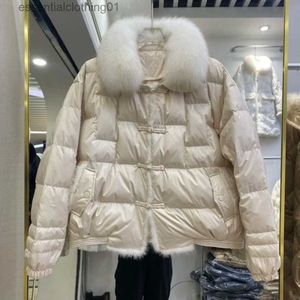 Piumino da donna 2023 Nuovo Autunno Inverno Moda Donna Piumino d'anatra Allentato Vintage Parka Capispalla Collo di pelliccia Donna Piumino Cappotto Fe L231102