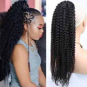 Kinky curly dragstring hästsvans för svarta kvinnor naturlig flätad hästsvans frisyrklipp in på brasilianska jungfruliga hårförlängningar 140g