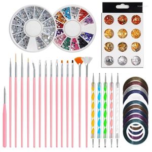 Kit per nail art Pennello per decorazioni 3D con strumenti di punteggiatura per designer di penne