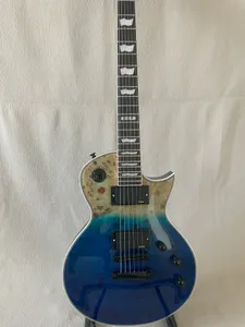 Sunburst Burl Top Guitarra Elétrica EMG Captador Clássico Azul Marinho